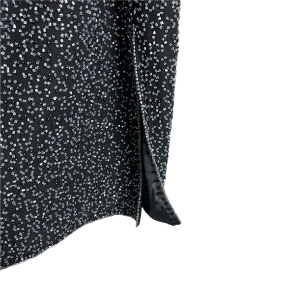 JK Ara Women's Slit Midi Skirt Formal Beaded Adjustable Waist  Black 16 NWT $98 - Picture 7 of 11